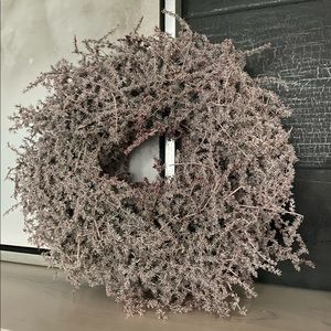 New natural wreath greenery dusty pink dried floral home decor boho mcm holiday